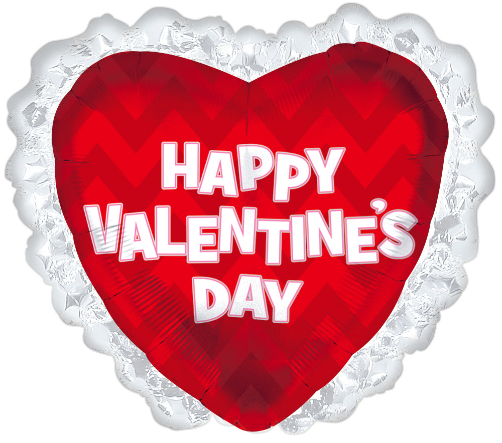 14" Airfill Only Happy Valentine's Day Chevron Heart Balloon