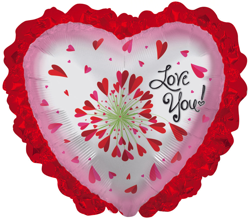 14" Airfill Only Love You Flower with lace Foil Balloon