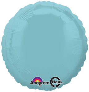 18" Iridescent Pearl Lite Blue Decorator Circle Anagram Brand Balloon