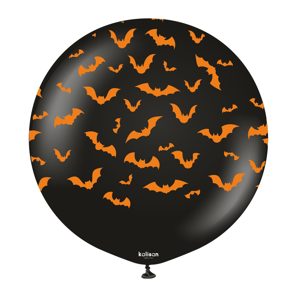 24" Kalisan Print Halloween Bats Latex Balloons (1 Per Bag)
