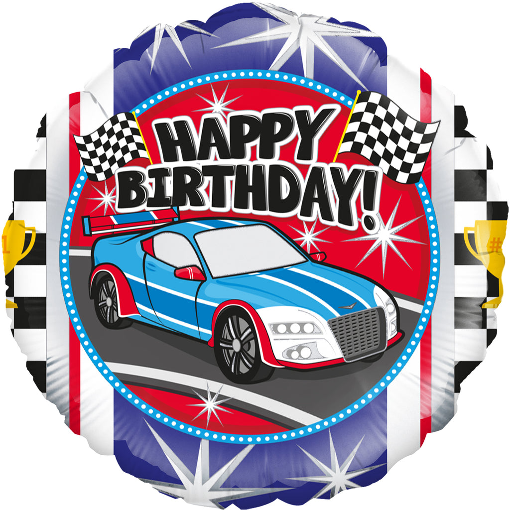18" Sports Car Birthday Oaktree Foil Balloon