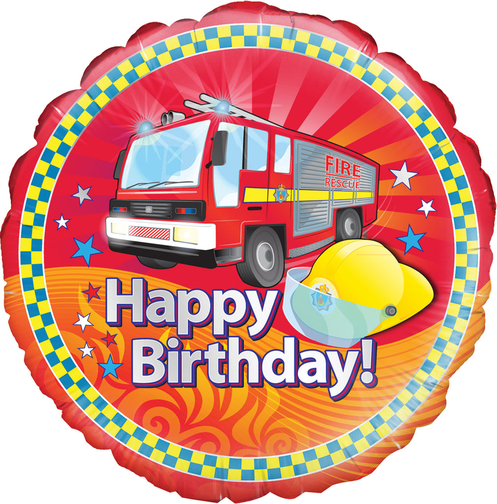 18" Fire Engine Birthday Oaktree Foil Balloon