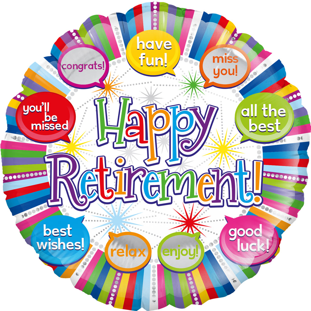 18" Happy Retirement Speech Bubble Oaktree Foil Balloon