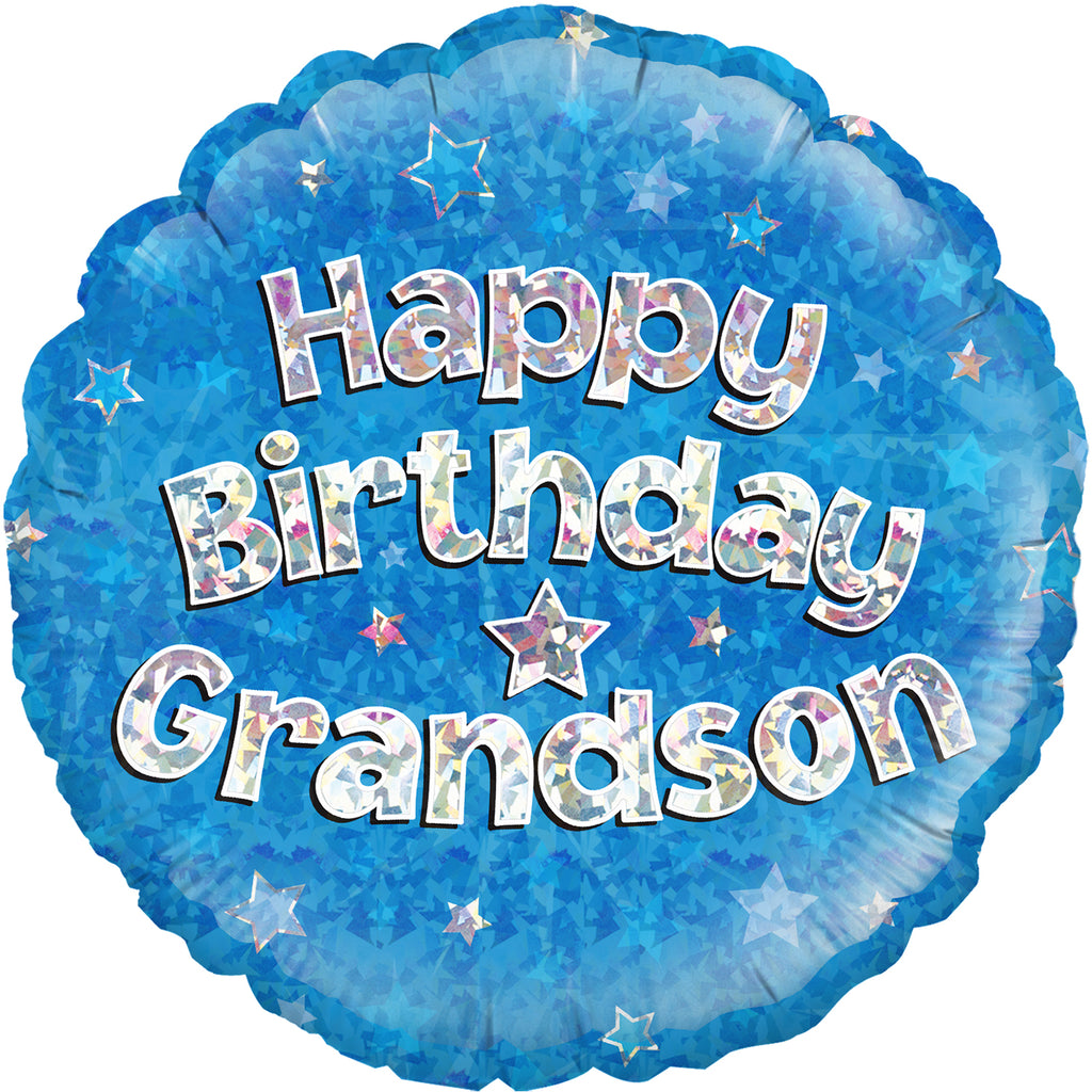 18" Happy Birthday Grandson Holographic Oaktree Foil Balloon