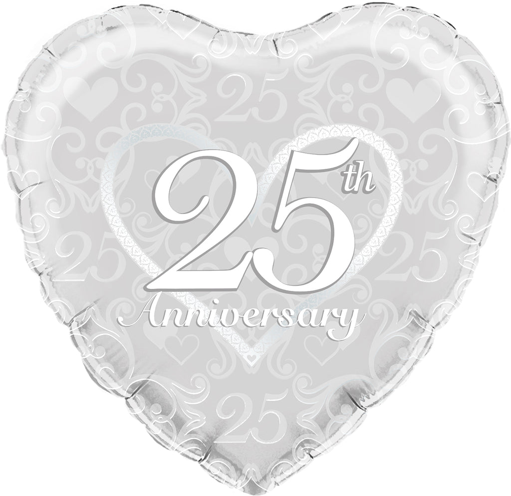 18" Happy 25th Anniversary Filigree Oaktree Foil Balloon