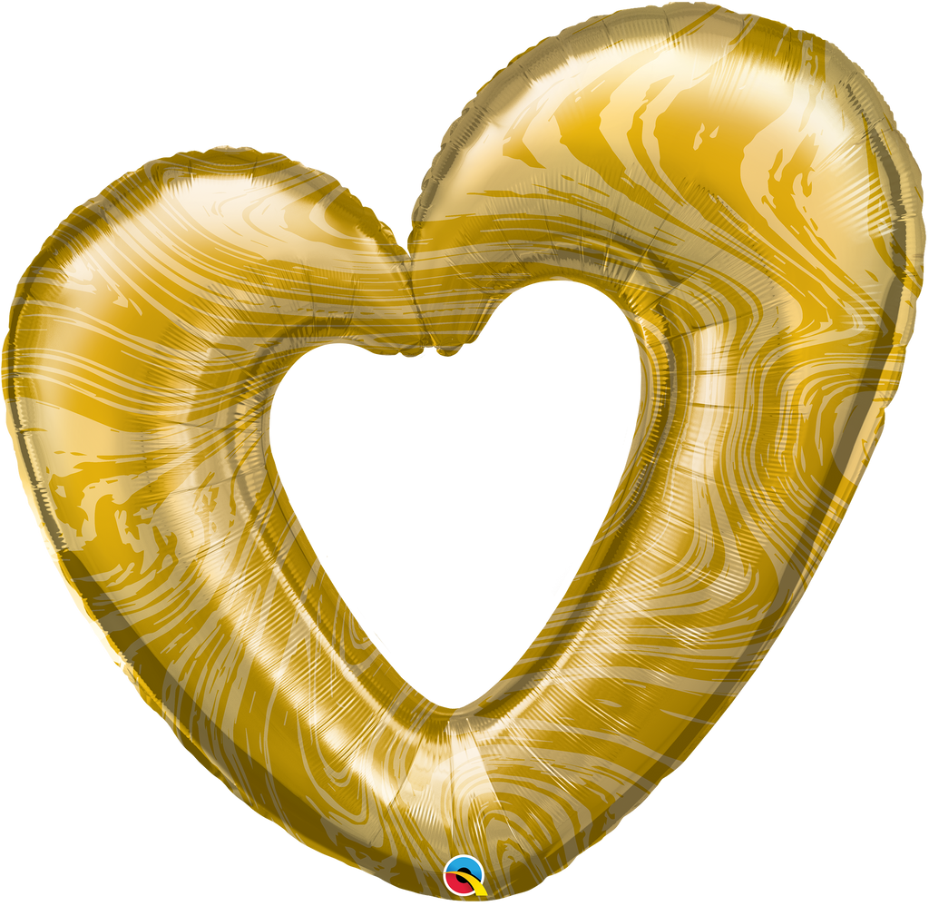 42" Open Marble Heart - Gold Foil Balloon