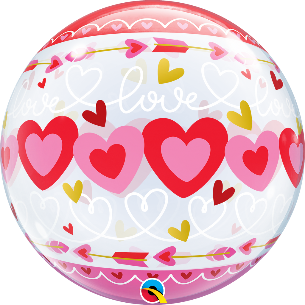 22" Love Connected Hearts Bubble Balloon