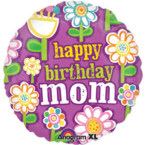 18" Birthday Mom Floral Pattern Balloons