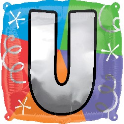 18" Designer Square Letter Balloon "U"