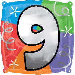 18" Designer Square Number Balloon "9"