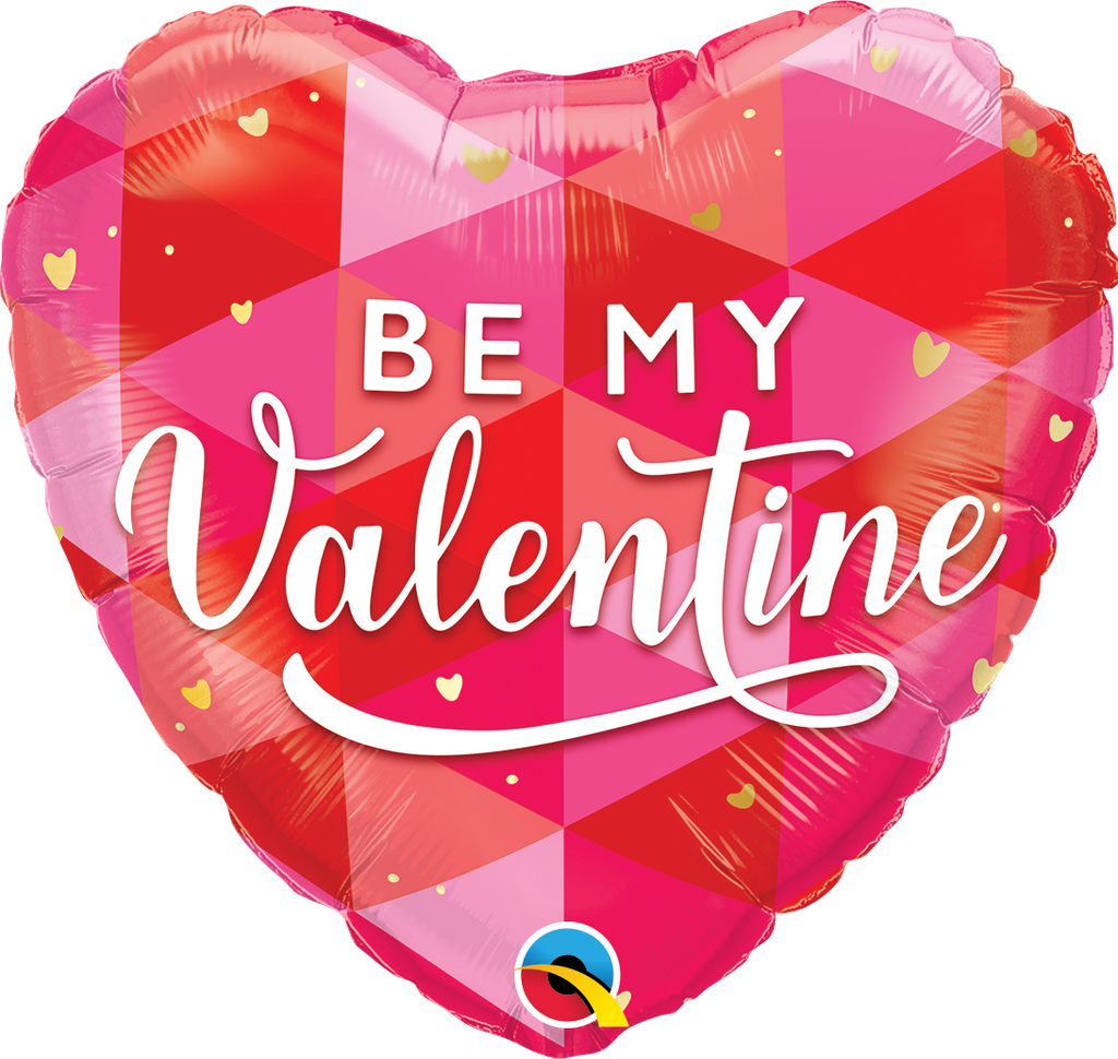 18" Be My Valentine Geometric Foil Balloon
