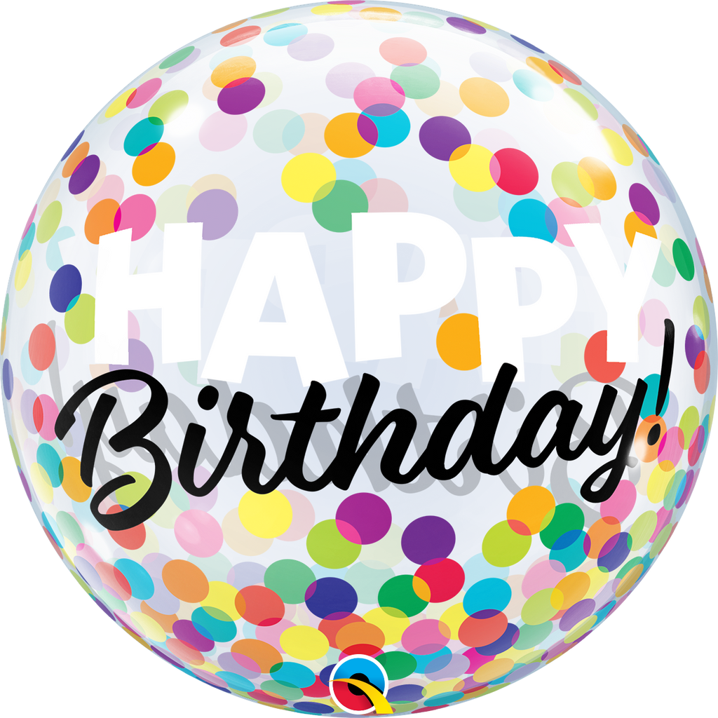 22" Single Bubble Balloon Birthday Colorful Dots