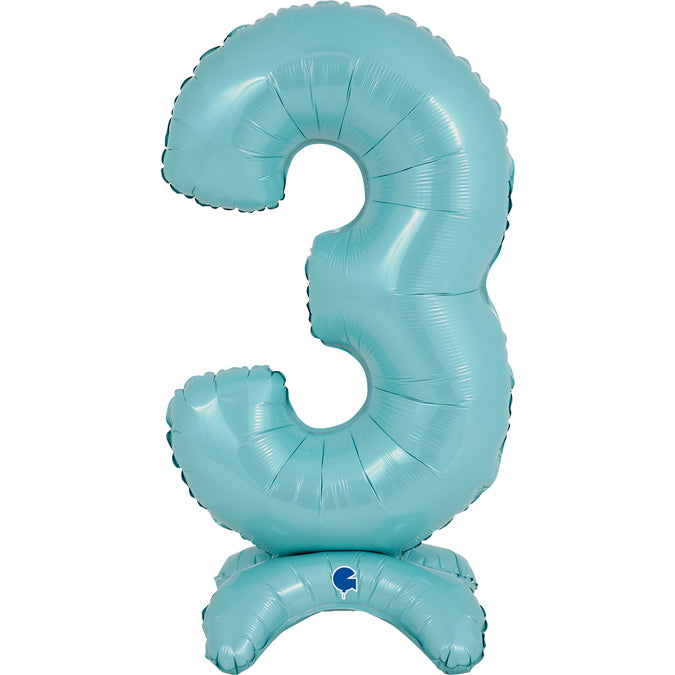 25" Number Standup 3 Pastel Blue Foil Balloon