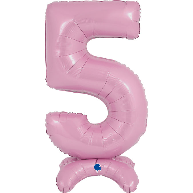 25" Number Standup 5 Pastel Pink Foil Balloon