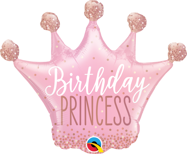 14" Airfill Only Shape Happy Birthday Princess Crown Balloon