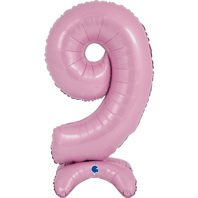 25" Number Standup 9 Pastel Pink Foil Balloon