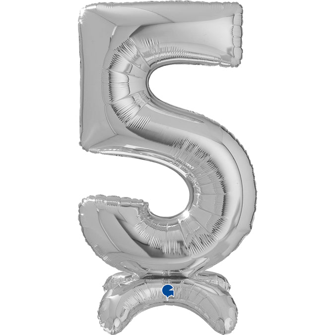 25" Number Standup 5 Silver Foil Balloon