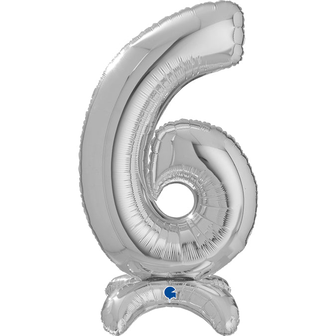 25" Number Standup 6 Silver Foil Balloon