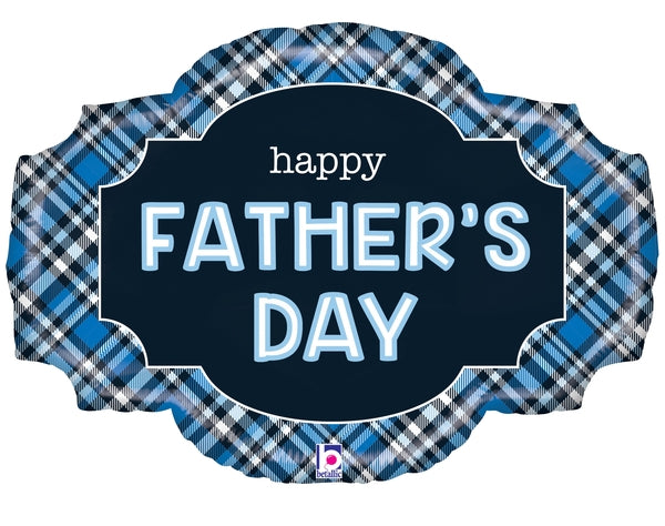 32" Foil Shape Packaged Father's Day Plaid Foil Balloon