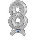 25" Number Standup 8 Silver Foil Balloon