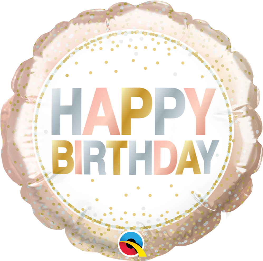 4" Airfill Only Round Happy Birthday Metallic Dots Balloon