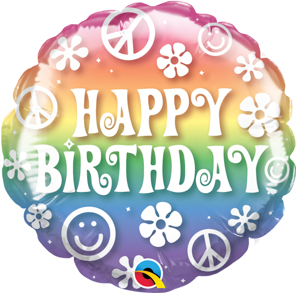 4" Airfill Only Round Happy Birthday 60's Retro Balloon