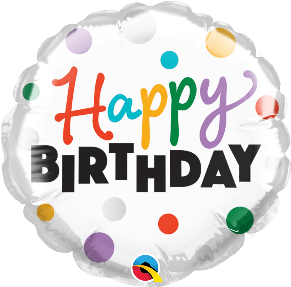 4" Airfill Only Round Happy Birthday Dots Balloon