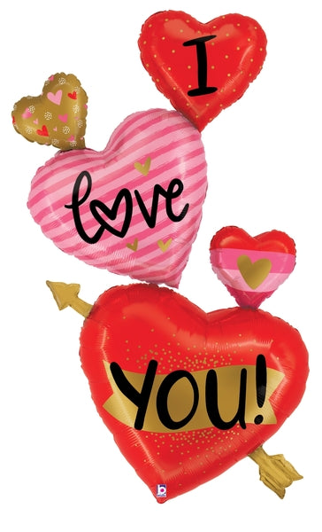 65" Foil Shape Packaged Special Delivery I Love You Hearts Foil Balloon