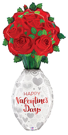 66" Shape (Bottom Air-Filled) Special Delivery Valentine Rose Vase Foil Balloon