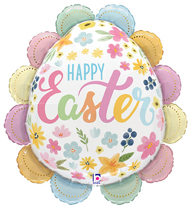 30" Shape Ruffled Floral Easter Egg Foil Balloon