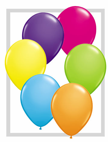 11" Qualatex Latex Balloons TROPICAL Assortment (100 Per Bag)
