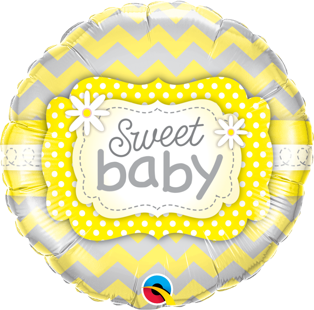18" Packaged Sweet Baby Yellow Patterns Balloon