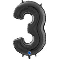 26" Midsize Foil Shape Balloon Number 3 Black