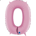 26" Midsize Foil Shape Balloon Number 0 Pastel Pink