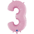 26" Midsize Foil Shape Balloon Number 3 Pastel Pink