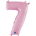 26" Midsize Foil Shape Balloon Number 7 Pastel Pink