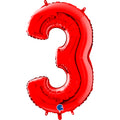 26" Midsize Foil Shape Balloon Number 3 Red