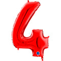 26" Midsize Foil Shape Balloon Number 4 Red