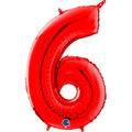 26" Midsize Foil Shape Balloon Number 6 Red