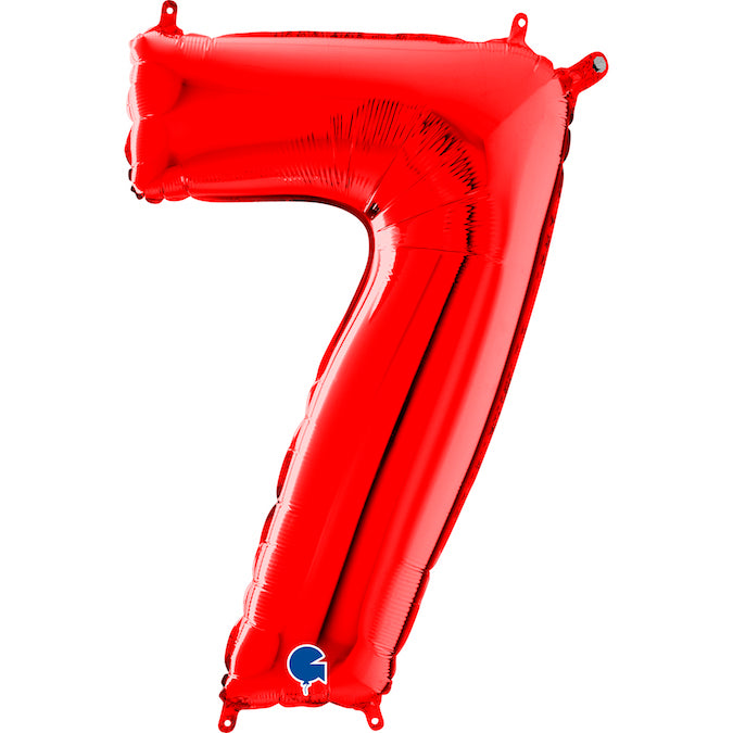 26" Midsize Foil Shape Balloon Number 7 Red