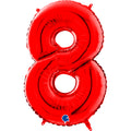 26" Midsize Foil Shape Balloon Number 8 Red