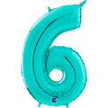 26" Midsize Foil Shape Balloon Number 6 Tiffany