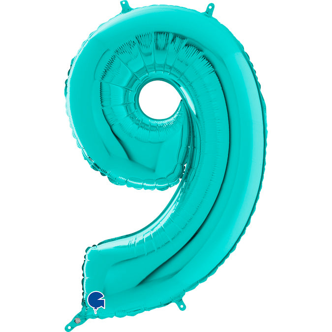 26" Midsize Foil Shape Balloon Number 9 Tiffany