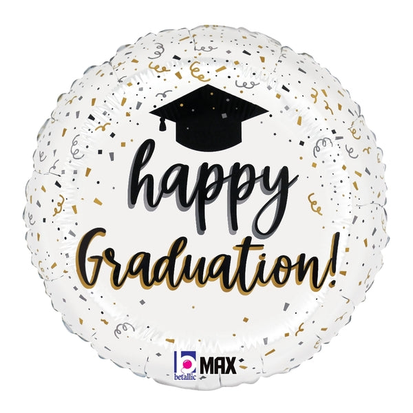 18" MAX Float Satin Graduation Confetti Foil Balloon