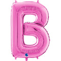 26" Midsize Letter Shape B Fuchsia Foil Balloon