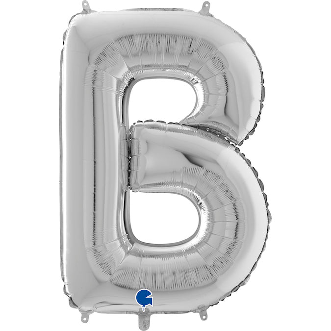 26" Midsize Letter Shape B Silver Foil Balloon