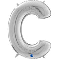 26" Midsize Letter Shape C Silver Foil Balloon