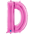 26" Midsize Letter Shape D Fuchsia Foil Balloon