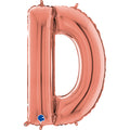 26" Midsize Letter Shape D Rose Gold Foil Balloon