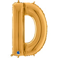 26" Midsize Letter Shape D Gold Foil Balloon